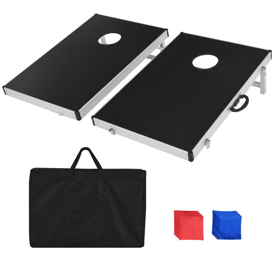 Ensemble De Panneaux De Cornhole En Bois Alliage D'Aluminium Avec Poignée Latérale 8 Sacs De Sable 2 Plateaux De 90 X 60 Cm